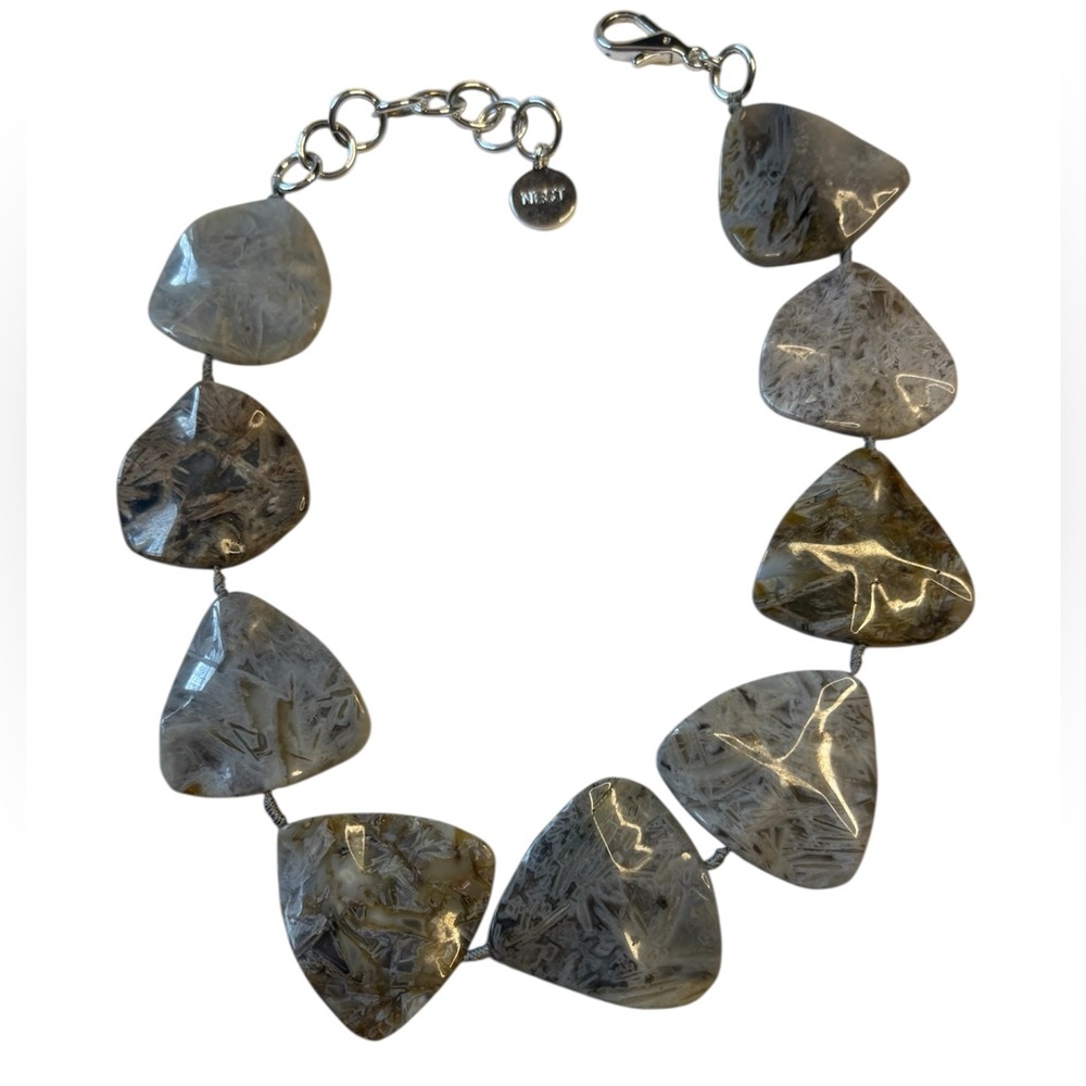NEST Fossil Coral Statement Necklace NWT Natural Stone Gold Hardware